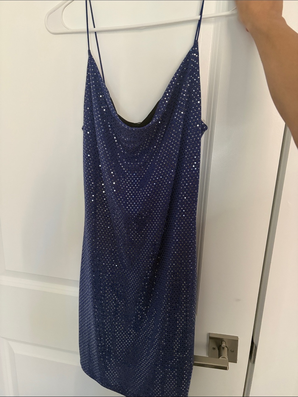 Popular Basics Navy Sequin Slip Dress